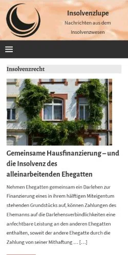 Anteprima del sito Insolvenzlupe, media di Germania per articoli sponsorizzati