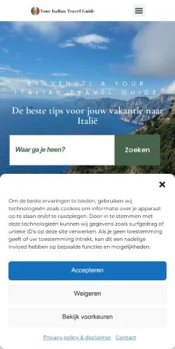 Podgląd witryny Your Italian Travel Guide, medium z kraju Holandia do artykułów sponsorowanych