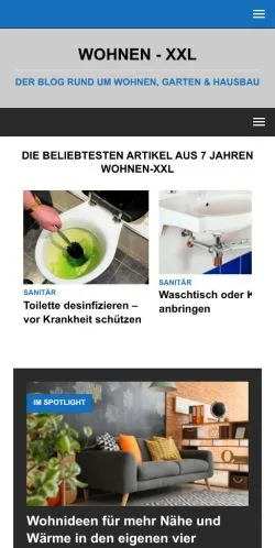 Anteprima del sito Wohnen XXL, media di Germania per articoli sponsorizzati