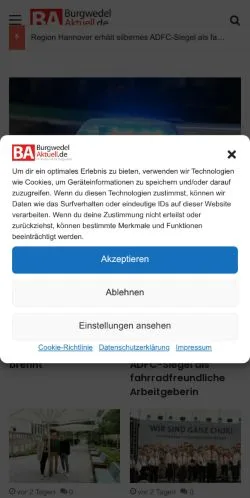 스폰서 기사용 독일 매체 BurgwedelAktuell 사이트 미리보기