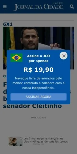 Anteprima del sito Jornal da Cidade Online, media di Brasile per articoli sponsorizzati