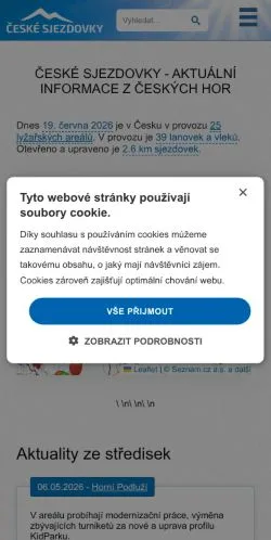 Anteprima del sito České Sjezdovky, media di Cechia per articoli sponsorizzati