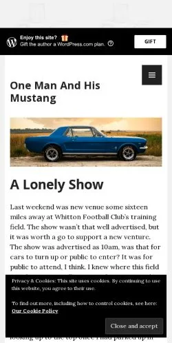 Anteprima del sito One Man And His Mustang, media di Stati Uniti per articoli sponsorizzati