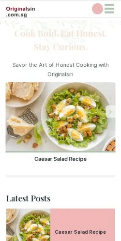 Pré-visualização do site Original Sin Recipes, meio de Reino Unido para artigos patrocinados