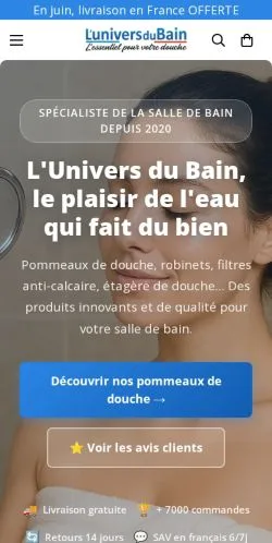 Anteprima del sito L'Univers du Bain, media di Francia per articoli sponsorizzati