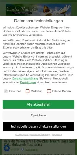 Podgląd witryny Garten-Ratgeber, medium z kraju Niemcy do artykułów sponsorowanych