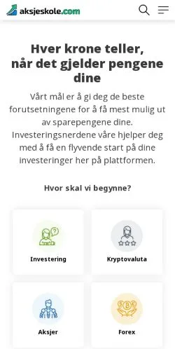 Podgląd witryny Aksjeskole, medium z kraju Norwegia do artykułów sponsorowanych