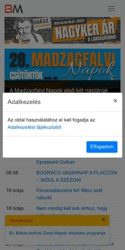 Anteprima del sito BékésMátrix.HU, media di Ungheria per articoli sponsorizzati