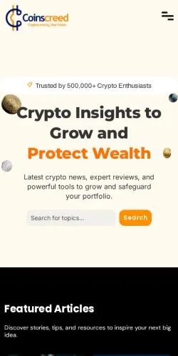 Anteprima del sito Coins Creed, media di Stati Uniti per articoli sponsorizzati