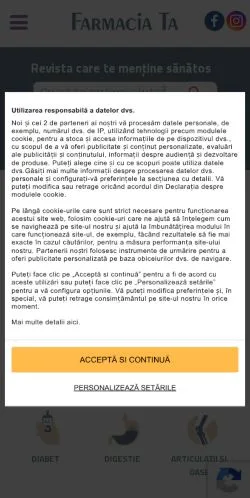 Anteprima del sito Farmacia Ta, media di Romania per articoli sponsorizzati