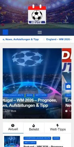 Anteprima del sito Fußball Heute, media di Germania per articoli sponsorizzati