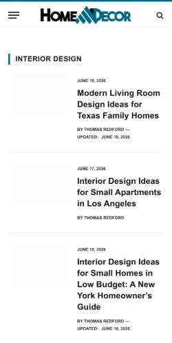 Vista previa del sitio Homedecortoday, medio de Reino Unido para artículos patrocinados