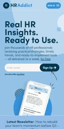 Aperçu du site HRAddict, média de États-Unis pour articles sponsorisés