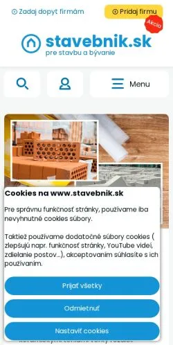 Podgląd witryny Stavebnik, medium z kraju Słowacja do artykułów sponsorowanych