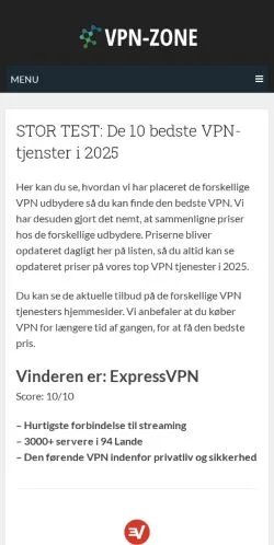 Podgląd witryny VPN Zone, medium z kraju Dania do artykułów sponsorowanych
