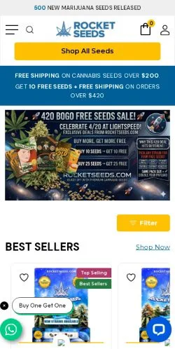 Förhandsvisning av webbplatsen Rocket Seeds, medium i USA för sponsrade artiklar
