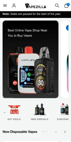 Förhandsvisning av webbplatsen Vapezilla, medium i USA för sponsrade artiklar