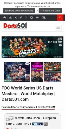 Vorschau der Website Darts501, Medium aus Vereinigte Staaten für gesponserte Artikel