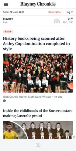 Anteprima del sito Blayney Chronicle, media di Australia per articoli sponsorizzati
