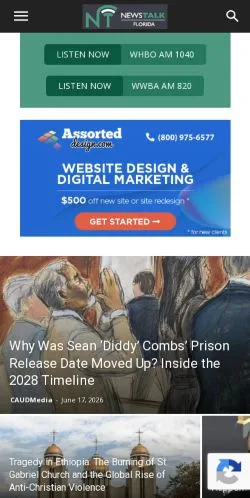 Podgląd witryny News Talk Florida, medium z kraju Stany Zjednoczone do artykułów sponsorowanych