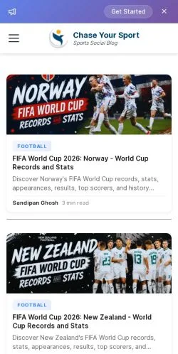 Anteprima del sito ChaseYourSport, media di Stati Uniti per articoli sponsorizzati