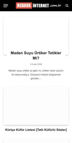 Anteprima del sito Bedavainternet.com.tr, media di Turchia per articoli sponsorizzati