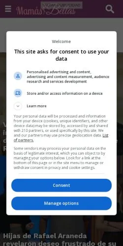 スポンサード記事向けのスペインメディア、Mamás Bellasのサイトプレビュー