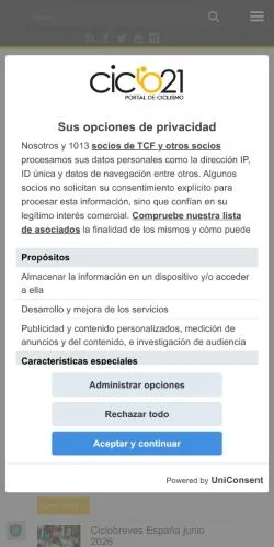 Vista previa del sitio Ciclo 21, medio de España para artículos patrocinados