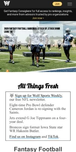 Anteprima del sito Wolf Sports, media di Stati Uniti per articoli sponsorizzati