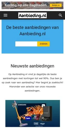スポンサード記事向けのオランダメディア、Aanbiedingのサイトプレビュー