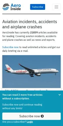 Forhåndsvisning av nettstedet AeroInside, medium fra USA for sponsede artikler