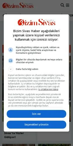 Anteprima del sito Bizim Sivas Haber, media di Turchia per articoli sponsorizzati