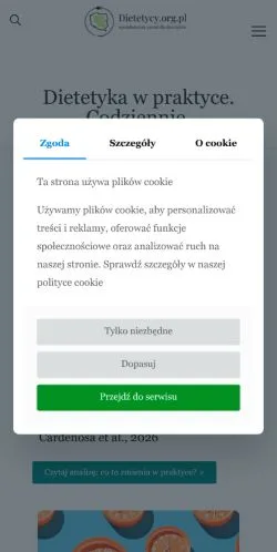 Anteprima del sito Dietetycy, media di Polonia per articoli sponsorizzati