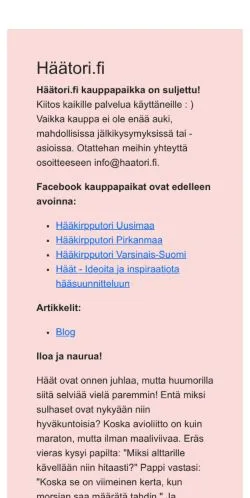 Anteprima del sito Häätori.fi, media di Finlandia per articoli sponsorizzati