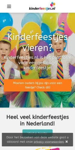 Anteprima del sito Kinderfeestjes, media di Paesi Bassi per articoli sponsorizzati