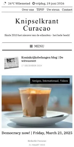 Podgląd witryny Knipselkrant Curaçao, medium z kraju Holandia do artykułów sponsorowanych