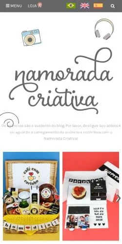 Anteprima del sito Namorada Criativa, media di Brasile per articoli sponsorizzati