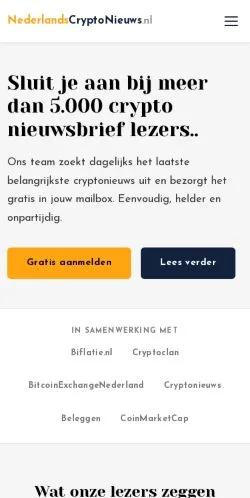 Anteprima del sito Nederlands Crypto Nieuws, media di Paesi Bassi per articoli sponsorizzati