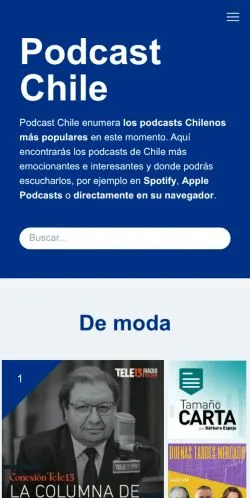 Anteprima del sito Podcast Chile, media di Spagna per articoli sponsorizzati