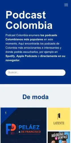 Anteprima del sito Podcast Colombia, media di Spagna per articoli sponsorizzati