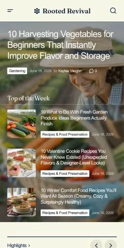 Aperçu du site Rooted Revival, média de États-Unis pour articles sponsorisés