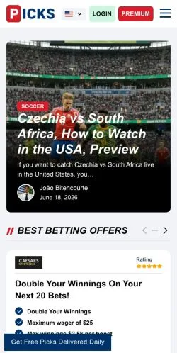 Forhåndsvisning av nettstedet The Picks, medium fra USA for sponsede artikler