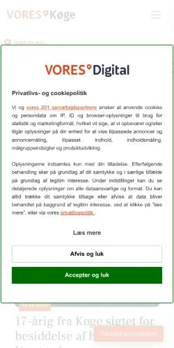 Anteprima del sito VORES Køge, media di Danimarca per articoli sponsorizzati