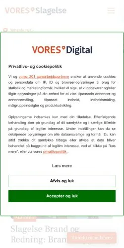 Podgląd witryny VORES Slagelse, medium z kraju Dania do artykułów sponsorowanych