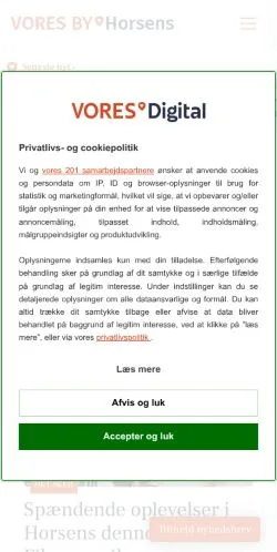 Anteprima del sito VORES By Horsens, media di Danimarca per articoli sponsorizzati