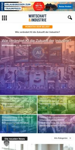 Anteprima del sito Wirtschaft und Industrie, media di Germania per articoli sponsorizzati