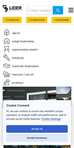 Podgląd witryny Portal budowlany, medium z kraju Polska do artykułów sponsorowanych