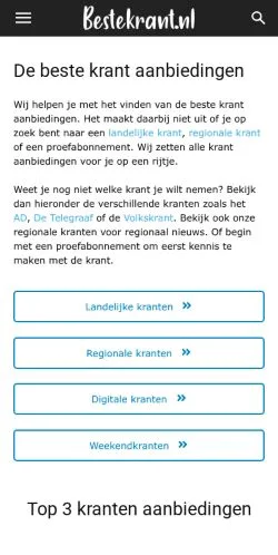 Podgląd witryny bestekrant, medium z kraju Holandia do artykułów sponsorowanych