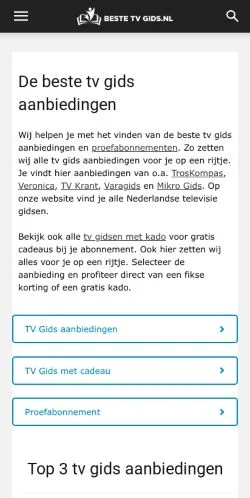 Anteprima del sito bestetvgids, media di Paesi Bassi per articoli sponsorizzati