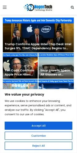 Aperçu du site NogenTech, média de États-Unis pour articles sponsorisés